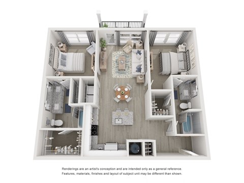 a 3d floor plan of a residence